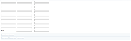 Total $L SHOW LIST OF ACCOUNTS LINK TO TEXT LINK TO TEXT LINK TO TEXT