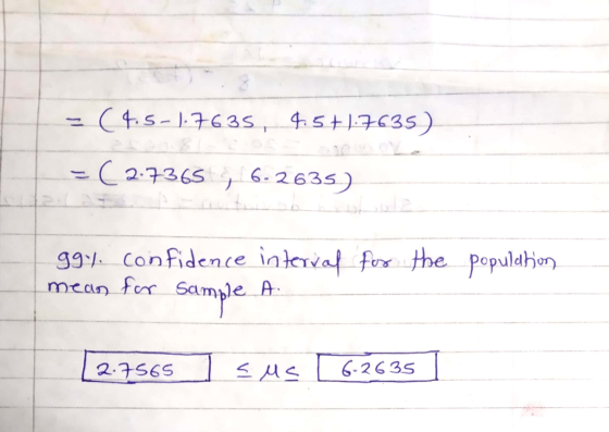 g9 Confidence inevalf mcan for Sample A