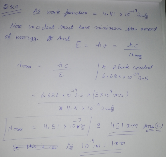 -19 4.41 X 10Joule As wak Junction Now ma dent must have minimum this amant of enerrgy. tAnd hc dmos hc damer he plank caslon