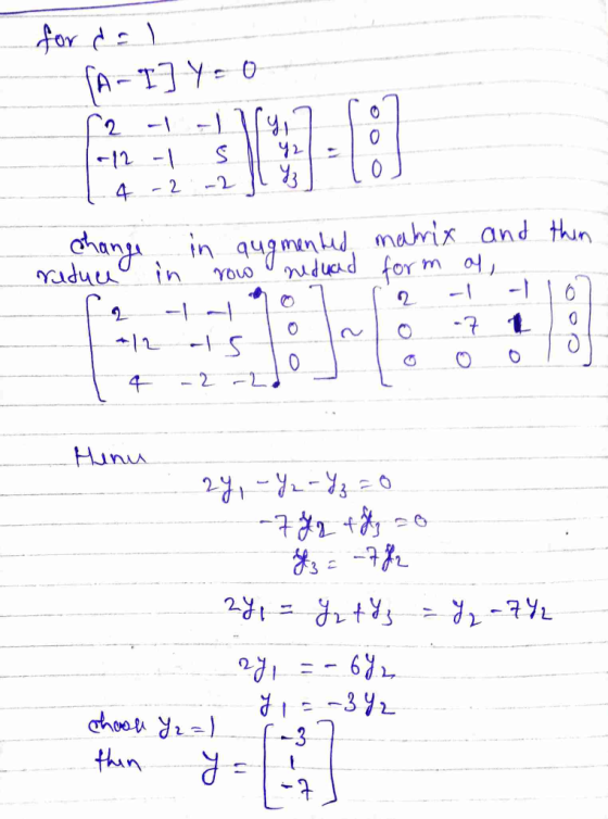 for al TA - I ] Y=0 r21 -Ily, 1-12 - S 1 4 -2 -2 11 Zz Change in augmented matrix and then reduce in row neduad form of P2 Ta