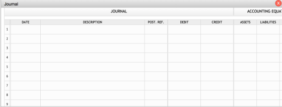 Journal JOURNAL ACCOUNTING EQUA DATE DESCRIPTION POST. REF. DEBIT CREDIT ASSETS LIABILITIES