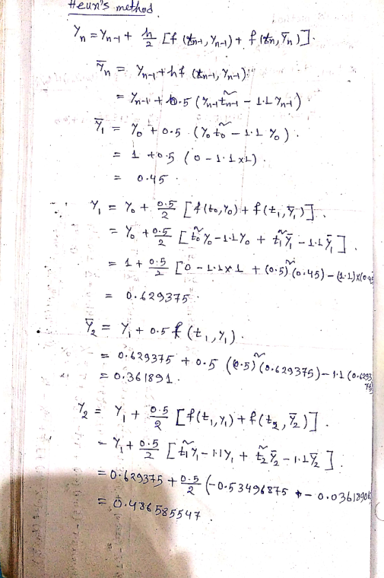 Heuns method Yn = Yn+ + hay [f leira , Ya+1) +. fitin, In)]. In = Ynyit hif (on-t1, Yout): . : = Yn+ +10.5 ( hul twin - 1:2%