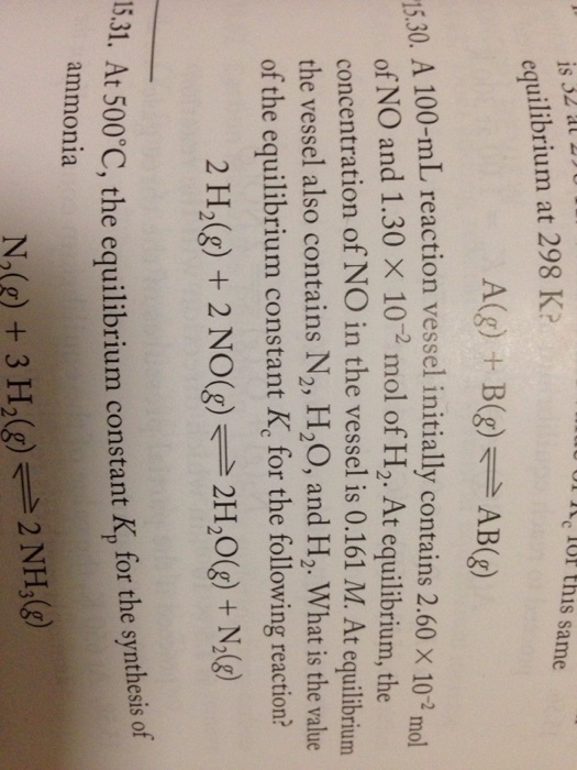 A 100-mL reaction vessel initially contains 2.60 X