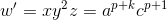w' = xy^2z = a^{p+k}c^{p+1}