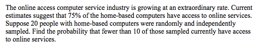 The online access computer service industry is growing at an extraordinary rate. Current estimates suggest that 75% of the ho