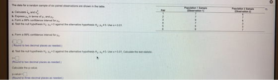 The data for a random sample of red wine shown in the a. Calculate and b. Express in terms of and e. Forma 99% confidence int