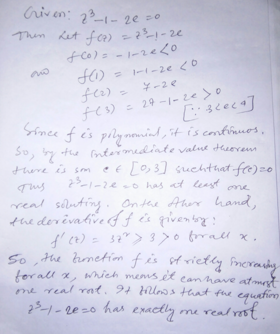 Criven: 23_1-2e=0 Then het foz) = 23-1-20 fco)=– 1-2e40 (1) fer) - 1-1-ze co 7- ze = 27-1-2e do f(3) [3ceca there is som Tus