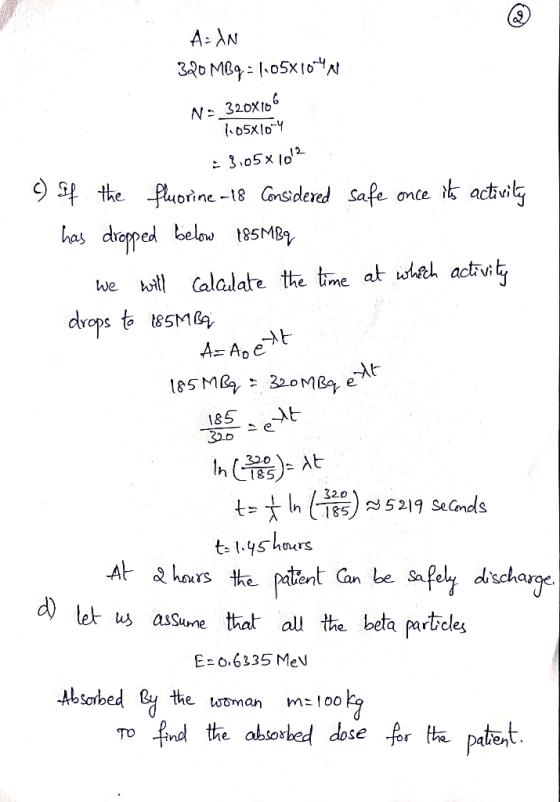A- AN 3,05x lo as dieped bel 185MBQ 32.D h(분)-사 320 t,ナ.cTae) 5 219 S.cols je. let s asSune hat all the beta partcley E.6335