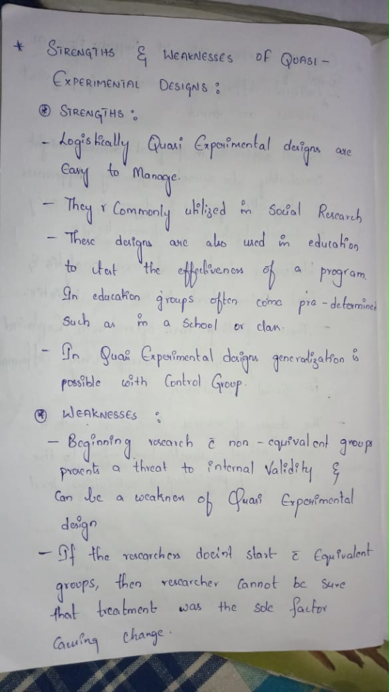 + STRENG7145 & Weaknesses of Quasi- EXPERIMENTAL Desigails STRENGTHS - Logistically Quasi Experimental designs are easy to ma