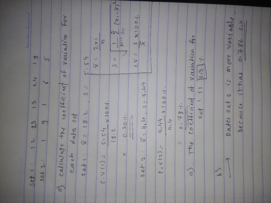 seti 13 set 2: 9. a) calcwate the al ata set coe fficient of varjatin seti: 18.2 .54 12(xi-) 0.30.1. 3=3.44 e.v(2)- 3.44 4.4