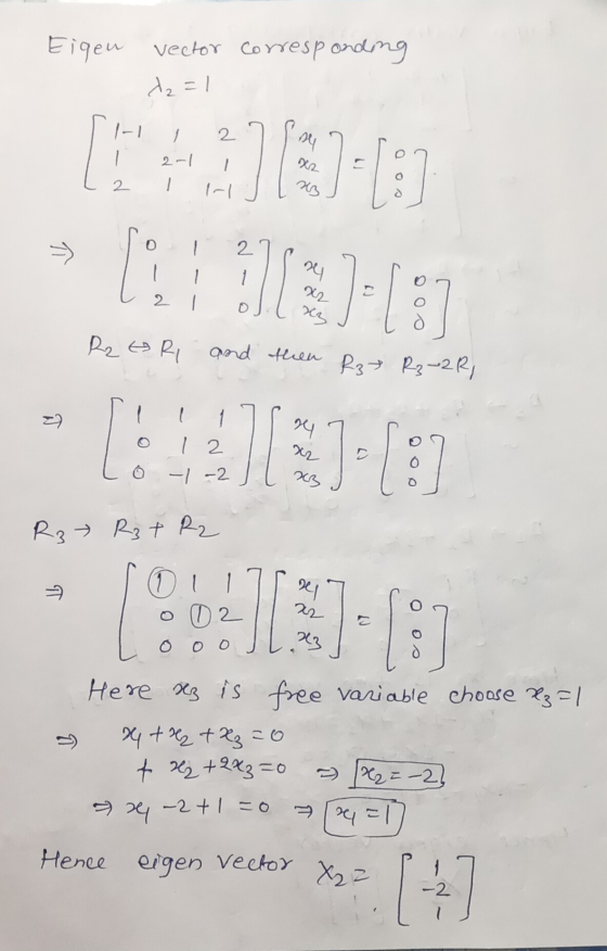 Eigen vector corresponding d 2 1 2-17 - 트 - 2 어 5 } LA METE ㅂ 영 000 xez R2 tri and then R3 R3-2R, 다. 의 12 ㅓ 22 전 3 R3 R3t R2