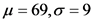 u= 69,0 =9
