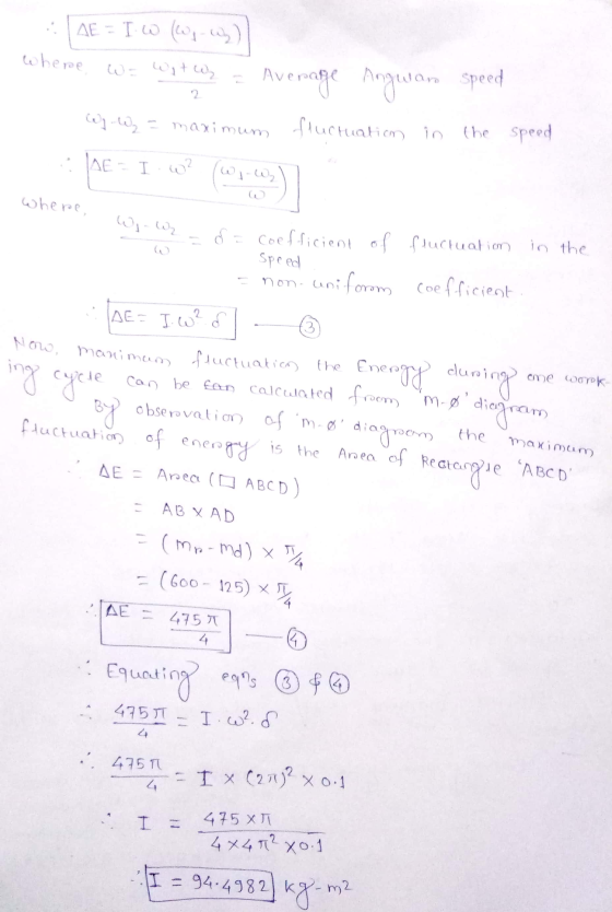 AE = I w Wyby) where W = Wit Ave verage Angular are speed fluctuation in the speed 102 = maximum LE I ? wp-W₂ where Wi-W2 - 8