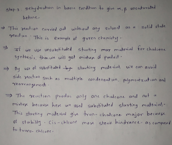 step-3: Dehjdruhon in basie Condition to give nseturated ketone Solid state This aeaction curried oud without an Solvent geac