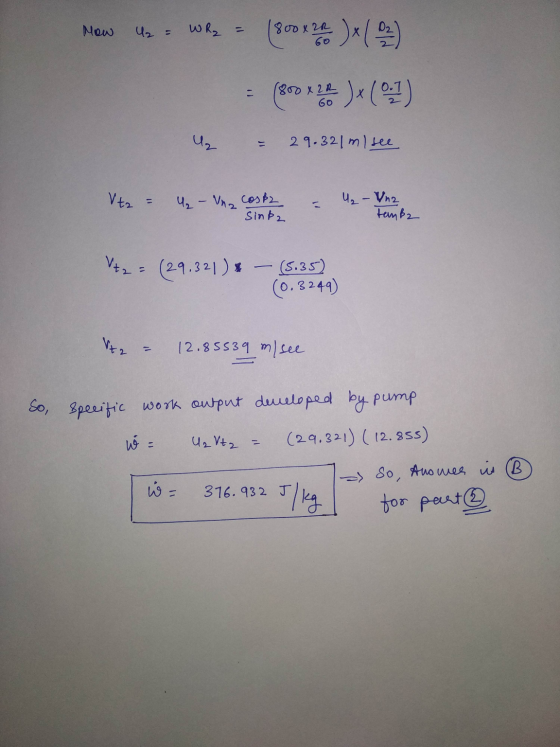 How U2 = WR₂ = cox2R = (80424 )x (0:1) ₂ = 29.321 ml see Vtz = 4 - Vn cosp2 Sink2 - U₂ - Vn2 tamBz V+z = (29.321)< – (5.352 t