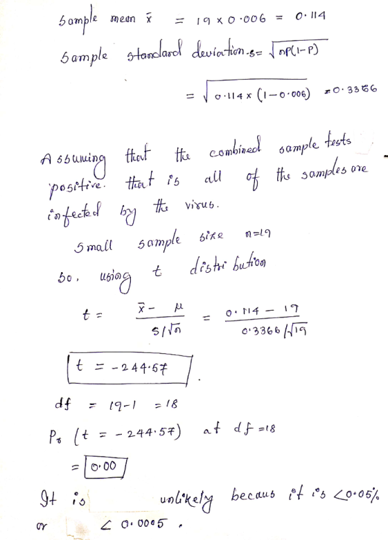 ample mean x 19 x 0.006 = 0.114 amplza A 6btuuin Le COmbih sample fests 5 mall5ample 6iksn 0336 6 S =-244.5 O 00