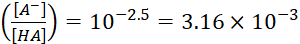 (14->) = 10-2.5 = 3.16 x 10-3 (HA/