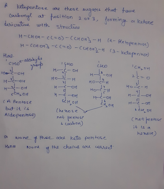 A Ketopentose are those that have sugars carbonyl at position 2003, forming a ketone derivative with structure H-CH OH-C(=O)-