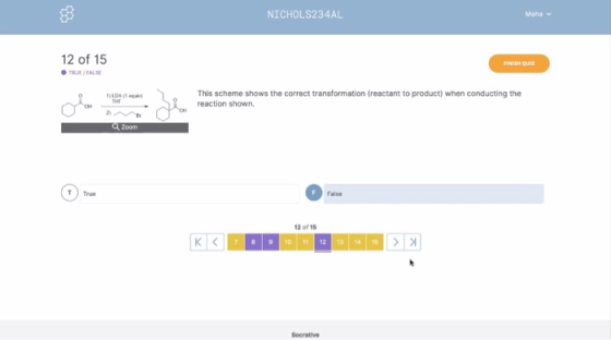 NICHOLS234 AL Mahav 12 of 15 FINISH QUR TRUE FALSE 1) LDA (1) This scheme shows the correct transformation (reactant to produ