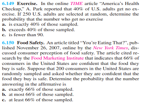 6.149 Exercise. In the online TIME article Americas Health Checkup. A. Park reported that 40% of U.S. adults get no ex- cr