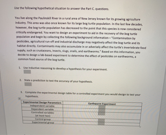 Use the following hypothetical situation to answer the Part C. questions. You live along the Paulinskill River in a rural are