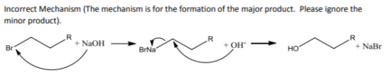 Incorrect Mechanism (The mechanism is for the formation of the major product. Please ignore the minor product). + NaOH > BA R