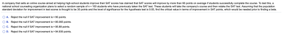 A company that sells an online course aimed at helping high-school students improve their SAT scores has claimed that SAT sco
