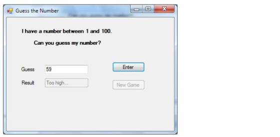 Guess the Number I have a number between 1 and 100. Can you guess my number? Enter Guess 59 Result Too high.. New Game