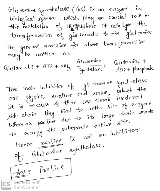 Glotermine Synthetase (GS) is an enzyme in biological system which play an crucial role in the metabolism of Nitrogenulhere i