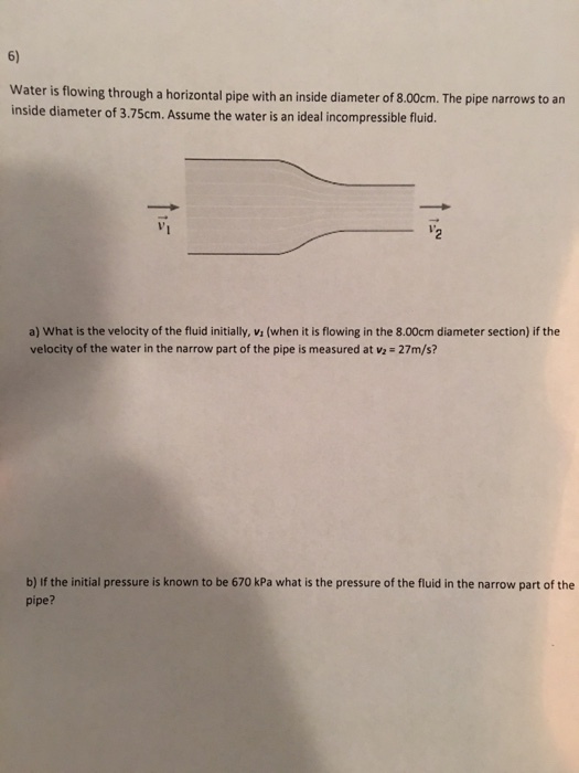 Water is flowing through a horizontal pipe with an