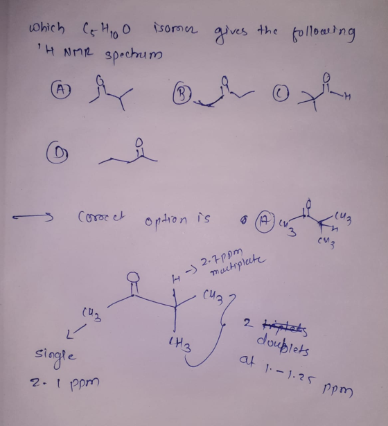 which Co Hooo isoma HNMR spectrum gives the following * fx Oh other - Coronel option is o Correct ontion is H - 2.7pom multip