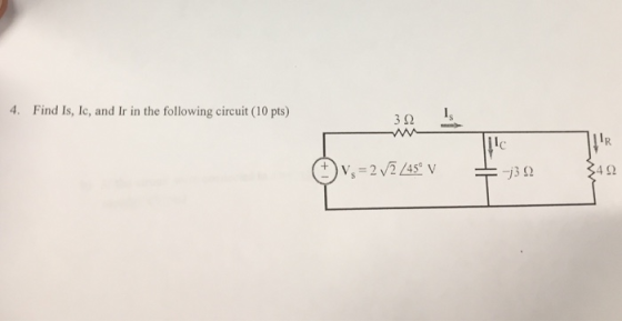 4. Find Is, Ic, and Ir in the following circuit (10 pts) 4Ω