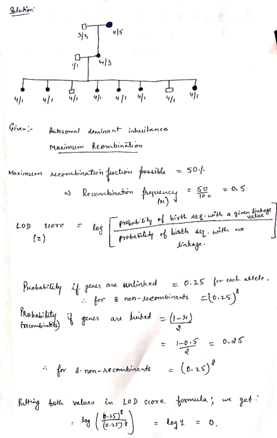 Solution 415 ? 43 ht 411 411 411 411 41 4 11 41 Given Autosomal Maximum dominant inheritance Reombination Monimum recombinati