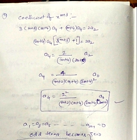 coefficient of amt3 3:4 mo 3 cm+3) Cm+4) 04 + + 4)94 = 292 (m+4) au Cam+3) + 1]zaz 2 a4= mt4) (3m tho - a4 ao (m+2)Cm+4) 3m+4