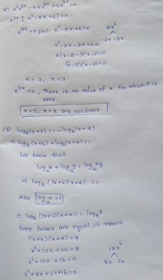 a) x² 3x -x53x +603x=0. 83x [ 22-5x +6] =0. 34-0 con x-5x +6=0 x +6 =0 63 - 2x -3x x - 2x -3x+6=0 x (x-2) – 3(x-2)=0 (x-2)(x-