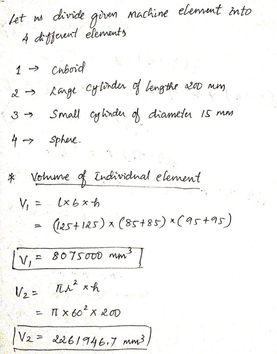 into let us divide given machine element A different elements 1 2 3 4 cuboid large cylinder of lengthe 200 mm small cylinder