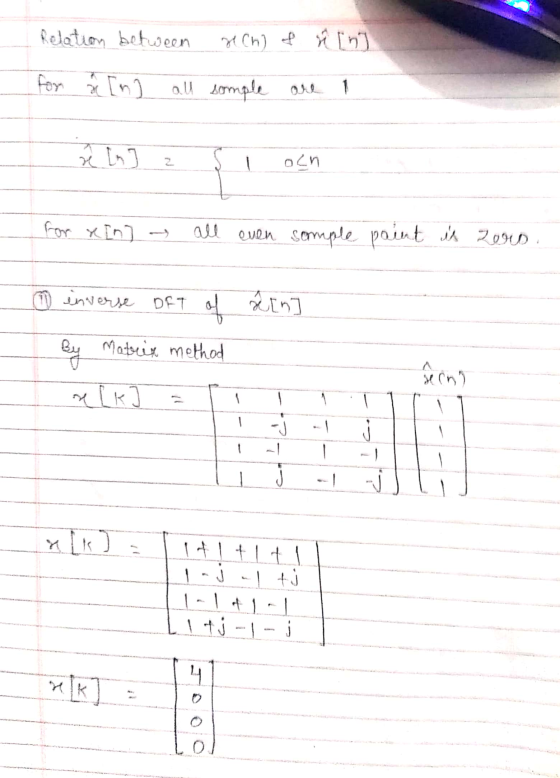 Relation between sch) & si [5] fora [n] all sample are 1 ů In] a şi och for re [n] all even somple point is 2000. kin] o inve