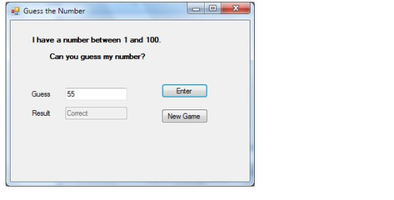 Guess the Number I have a number between 1 and 100. Can you guess my number? Enter Guess 55 Result Correct New Game
