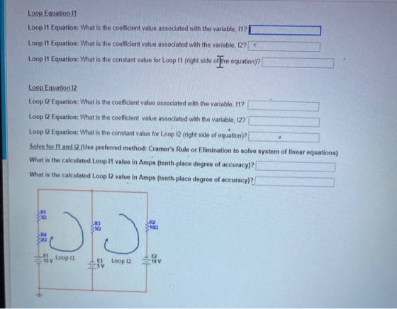 Loop Equation 11 Loop 11 Equation: What is the coefficient value associated with the variable, 112 Loop 11 Equation: What is