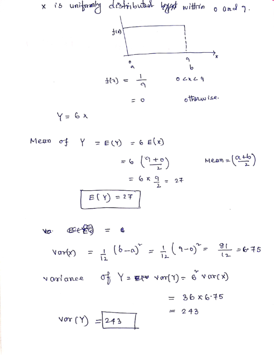 i5 uniri Li) ar lo Means (a ) VM = 36 x 6.75 = 243