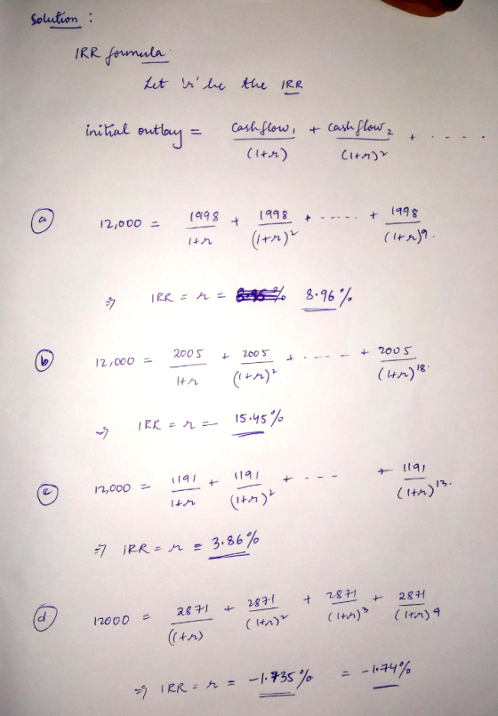 Solution IRR forumula ut he the IRR Casti flow, + (a 3 (481198 /+%)レ ウ IR尺こんー 8.96 2,000 200s (un) 2,000 191 itn al (1れ) ((