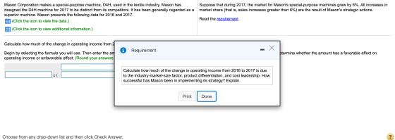 Suppose that during 2017, the market for Masons special-purpose machines grew by 6%. All increases in market share (that is,