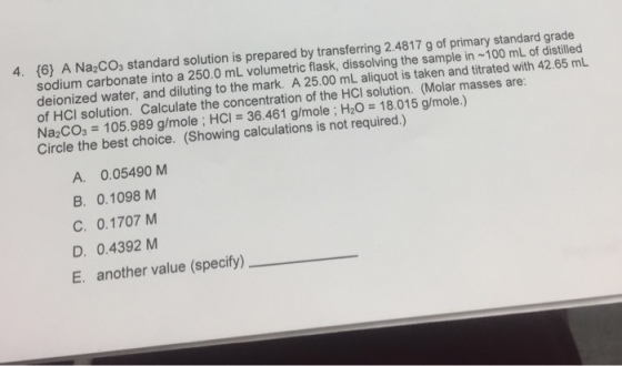 A Na_2CO_3 standard solution is prepared by transf