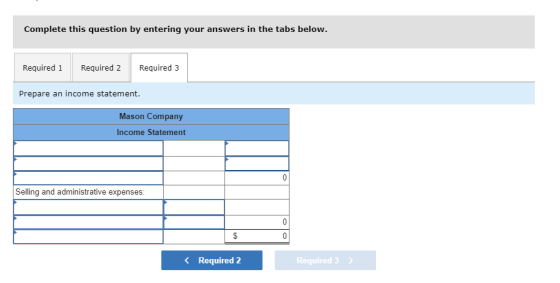 Complete this question by entering your answers in the tabs below. Required 1 Required 2 Required 3 Prepare an income stateme
