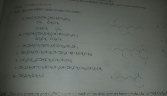 ving the molecular formula Chand contac t menclature dve the IUPAC the IUPAC name for each compound CH,CH,CHCH,CHCH,CH,CH CH,