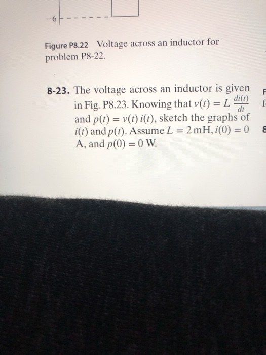 -6 --- Figure P8.22 Voltage across an inductor for problem P8-22. E 8-23. The voltage across an inductor is given in Fig. P8.