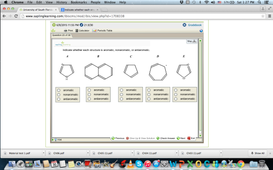 Indicate whether each structure is aromatic, nonar