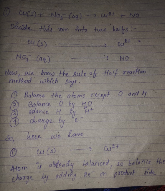 No Nou, we brmo the Aule of Haloon method which Says Balance the alems excep nd Balance 0 by HO 4 change. by here we-lowe So, Atom aldeady balanced so balance he