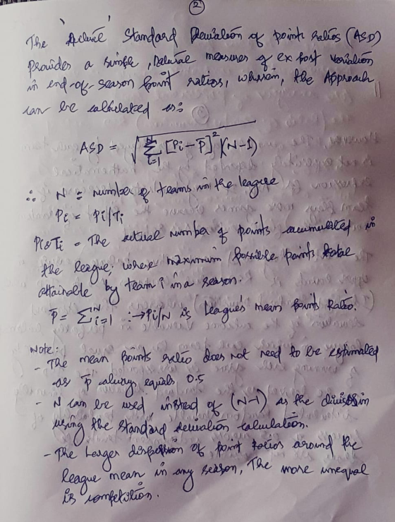 IL The Acleal Standard premation of pointe halos (ASD) Provides a simple Dalural measures of expost ouation in endrop- season