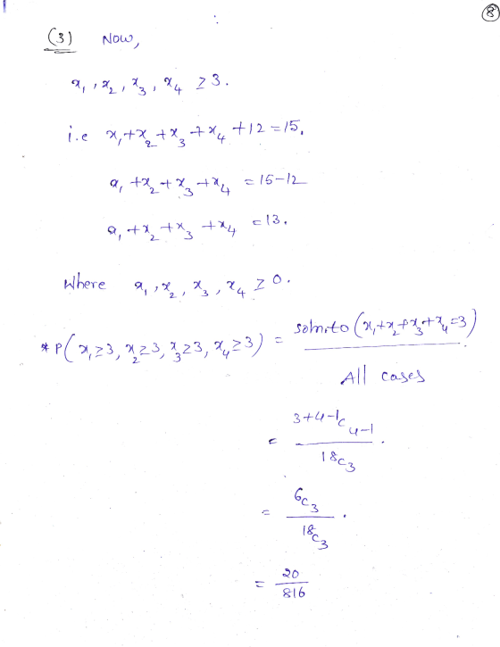 (3) Now, 9,1g, 23, 24 23. 3 lie 2,% + 8 7x7 +12=15, a ta ta ta = 15-12 9, +4 + xy +24 213, where a, ul, %₂,24 7 0. solito (1,